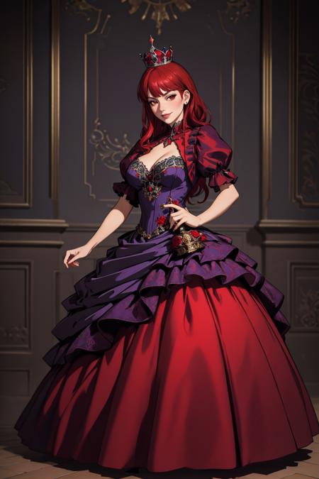 01599-3255537138-((Masterpiece, best quality,edgQuality)),smirk,smug,_edgAyre, red hair,red eyes,dress,__lora_edgAyre_AC6_1__ballgown, a woman in.png